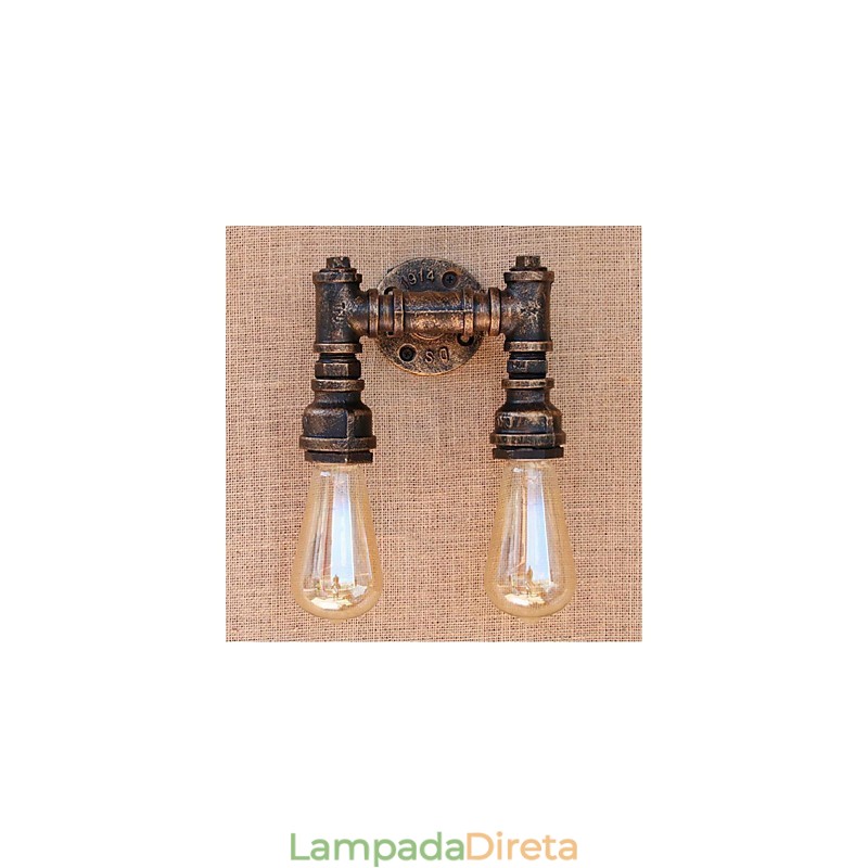 Nostalgia Simple Water Pipe Decorativo Pequeno Luminária de Parede Luz de Parede