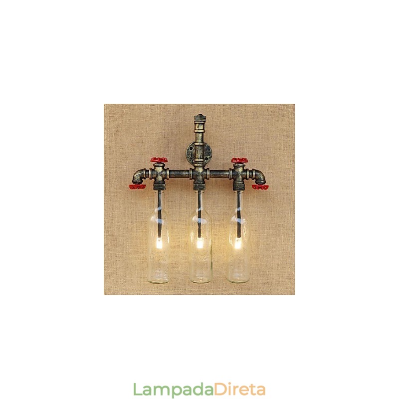Interruptor de vento industrial retrô Garrafa de água Lâmpada de parede Luz de parede