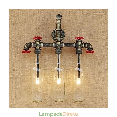 Interruptor de vento industrial retrô Garrafa de água Lâmpada de parede Luz de parede Interruptor de vento industrial retrô Garrafa de água Lâmpada de parede Luz de parede