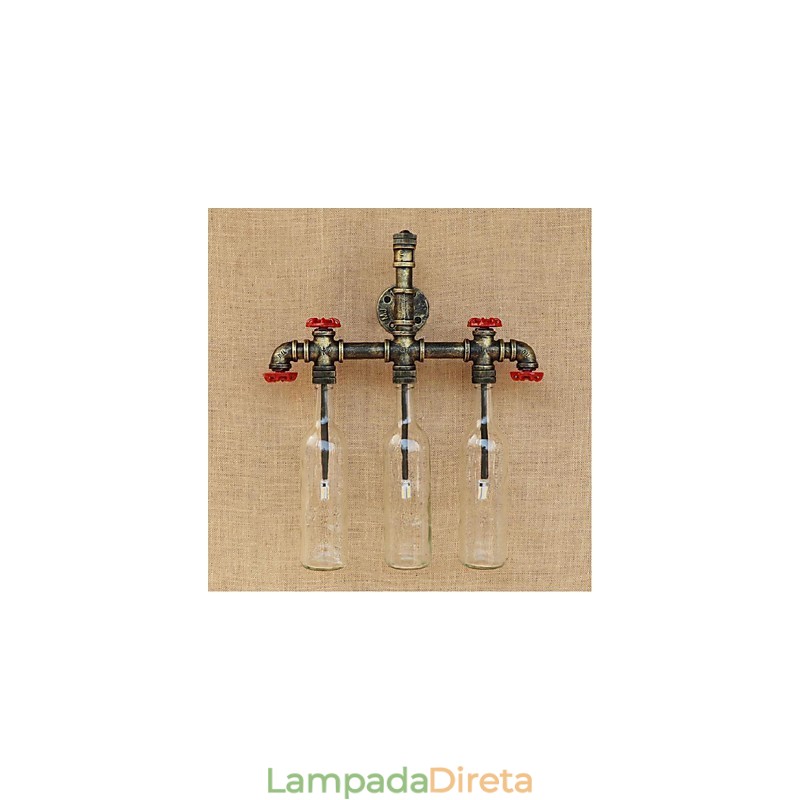 Interruptor de vento industrial retrô Garrafa de água Lâmpada de parede Luz de parede