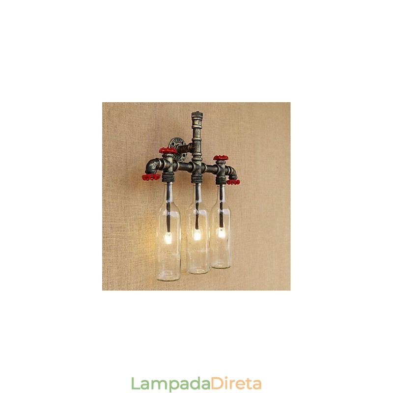 Interruptor de vento industrial retrô Garrafa de água Lâmpada de parede Luz de parede