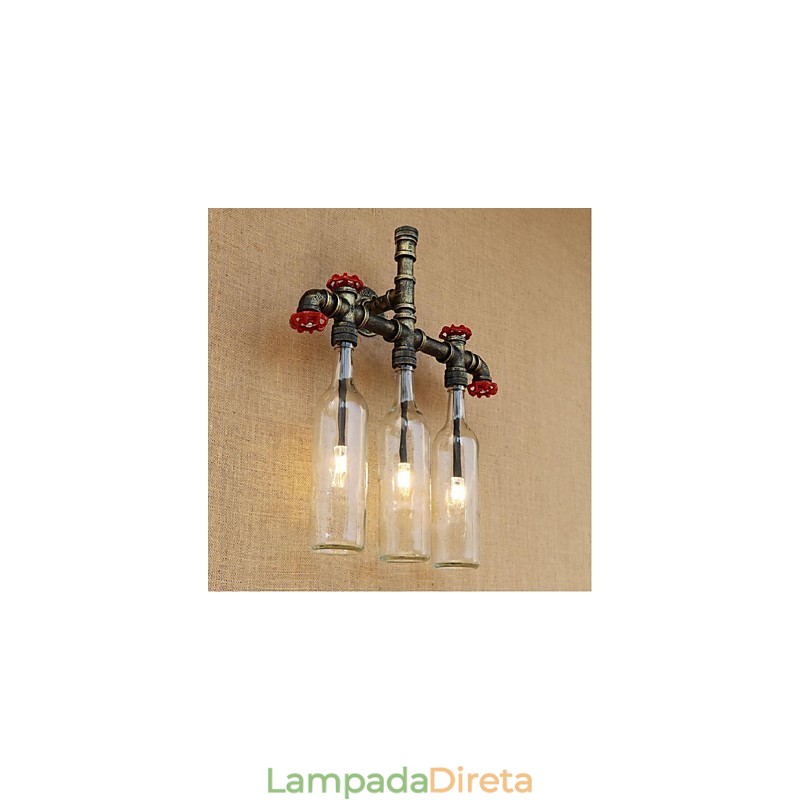 Interruptor de vento industrial retrô Garrafa de água Lâmpada de parede Luz de parede