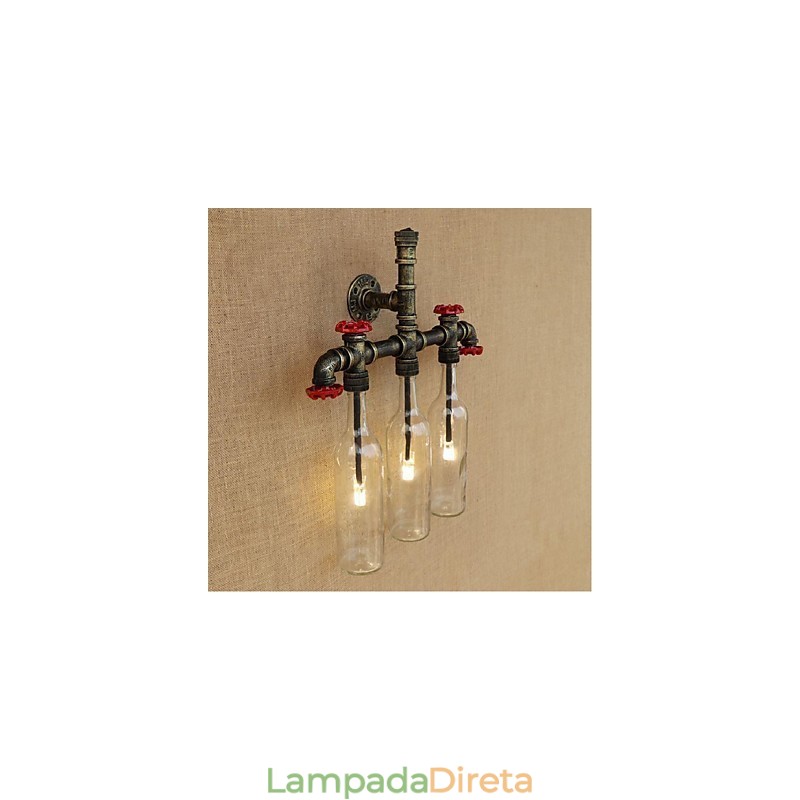 Interruptor de vento industrial retrô Garrafa de água Lâmpada de parede Luz de parede