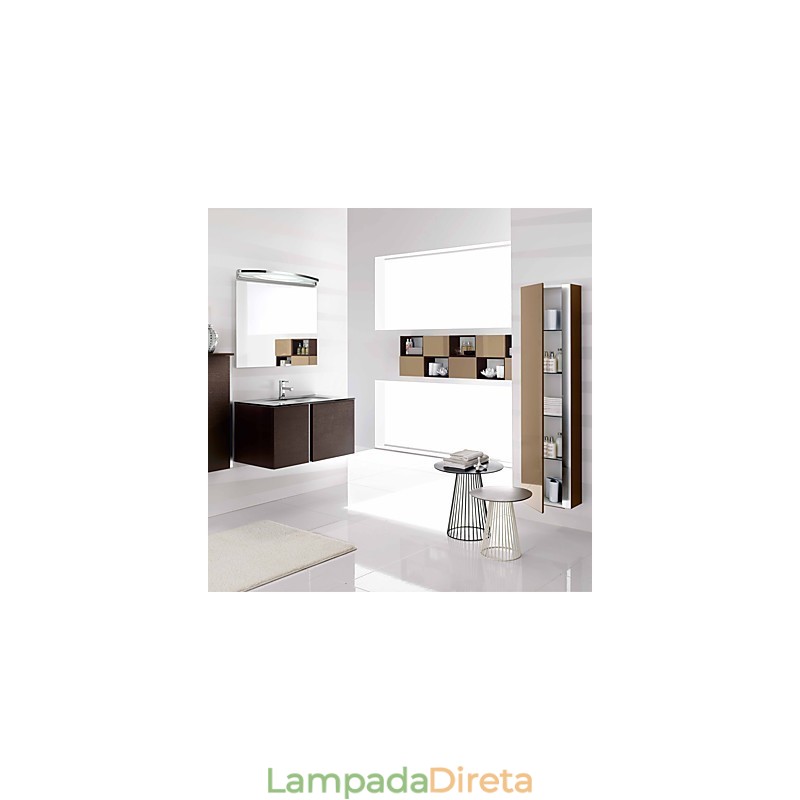 Luminária de parede moderna contemporânea cromada para iluminação de banheiro com luz ambiente