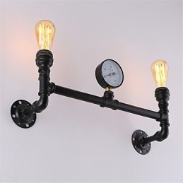 Luminárias de parede de tubo industrial vintage, luzes pretas criativas, iluminação de decoração de restaurante, café, bar, com acabamento pintado de 2 luzes