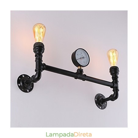 Luminárias de parede de tubo industrial vintage, luzes pretas criativas, iluminação de decoração de restaurante, café, bar, com acabamento pintado de 2 luzes Luminárias de parede de tubo industrial vintage, luzes pretas criativas, iluminação de decoração de restaurante, café, bar, com acabamento pintado de 2 luzes