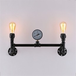 Luminárias de parede de tubo industrial vintage, luzes pretas criativas, iluminação de decoração de restaurante, café, bar, com acabamento pintado de 2 luzes