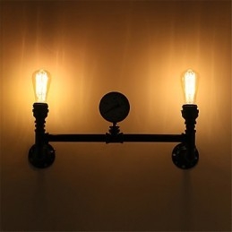 Luminárias de parede de tubo industrial vintage, luzes pretas criativas, iluminação de decoração de restaurante, café, bar, com acabamento pintado de 2 luzes