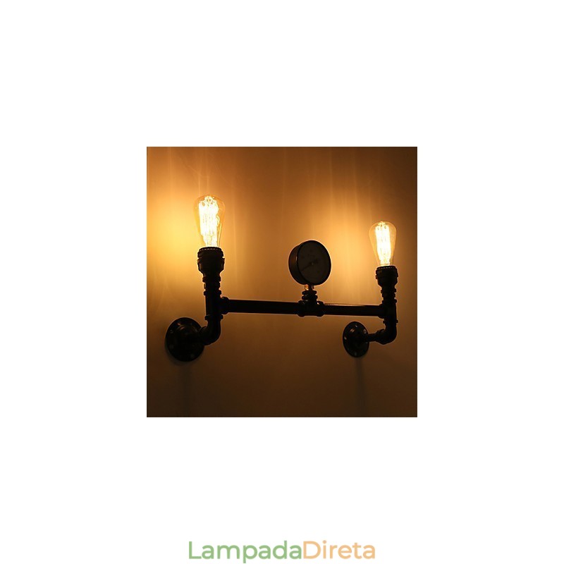 Luminárias de parede de tubo industrial vintage, luzes pretas criativas, iluminação de decoração de restaurante, café, bar, com acabamento pintado de 2 luzes