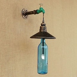 Tubo de ferro retro bar hotel decoração tubo garrafa lâmpada parede