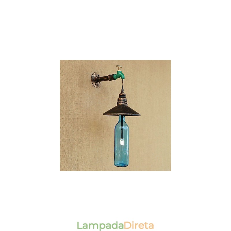 Tubo de ferro retro bar hotel decoração tubo garrafa lâmpada parede