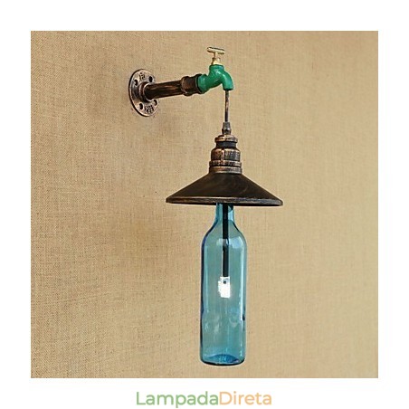 Tubo de ferro retro bar hotel decoração tubo garrafa lâmpada parede Tubo de ferro retro bar hotel decoração tubo garrafa lâmpada parede