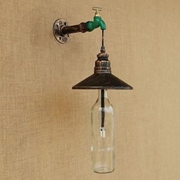 Tubo de ferro retro bar hotel decoração tubo garrafa lâmpada parede