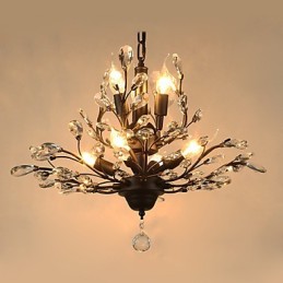 Vintage Crystal Flush Mount 8 Luzes Metal Pintura Preto OU Dourado