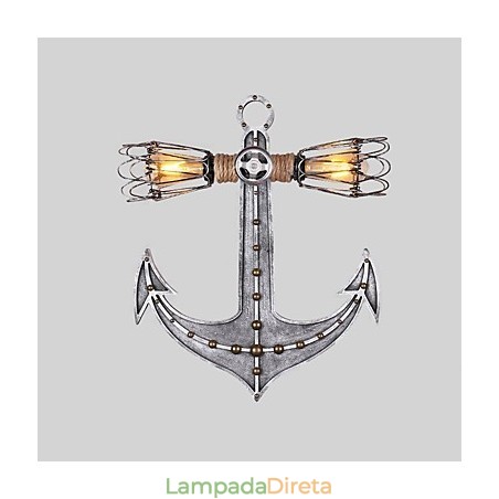 Luminárias de parede industriais vintage em forma de âncora de barco de madeira, decoração criativa de restaurante, café, bar Luminárias de parede industriais vintage em forma de âncora de barco de madeira, decoração criativa de restaurante, café, bar