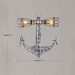 Luminárias de parede industriais vintage em forma de âncora de barco de madeira, decoração criativa de restaurante, café, bar