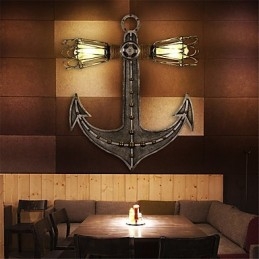 Luminárias de parede industriais vintage em forma de âncora de barco de madeira, decoração criativa de restaurante, café, bar