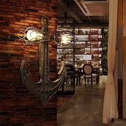Luminárias de parede industriais vintage em forma de âncora de barco de madeira, decoração criativa de restaurante, café, bar