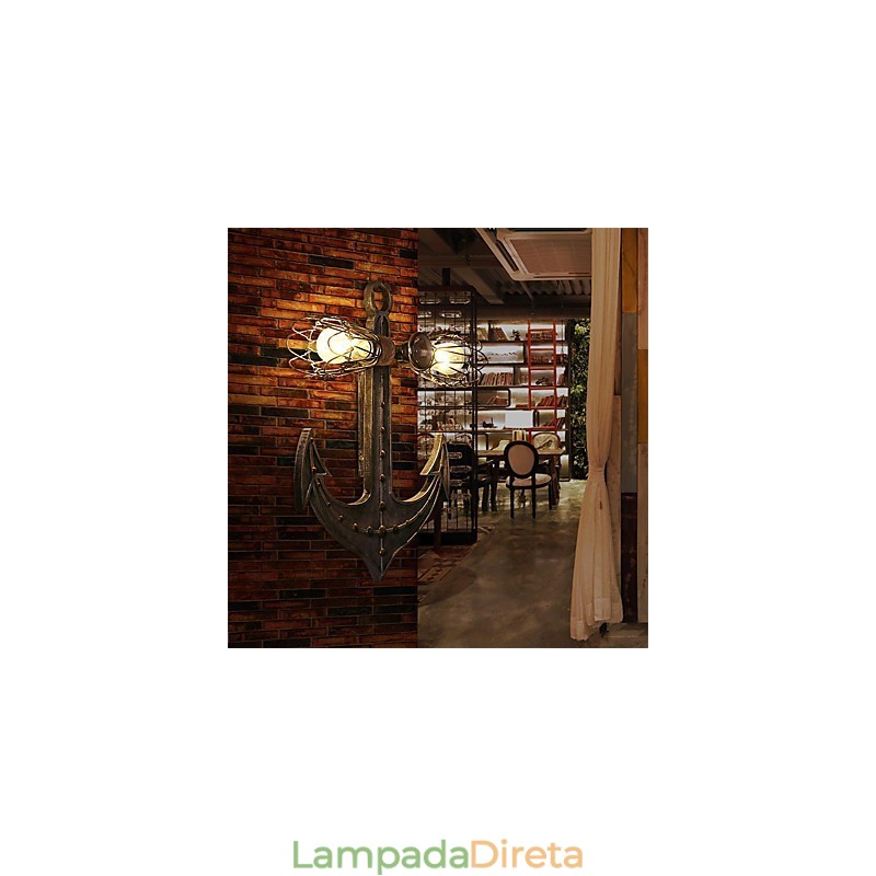 Luminárias de parede industriais vintage em forma de âncora de barco de madeira, decoração criativa de restaurante, café, bar