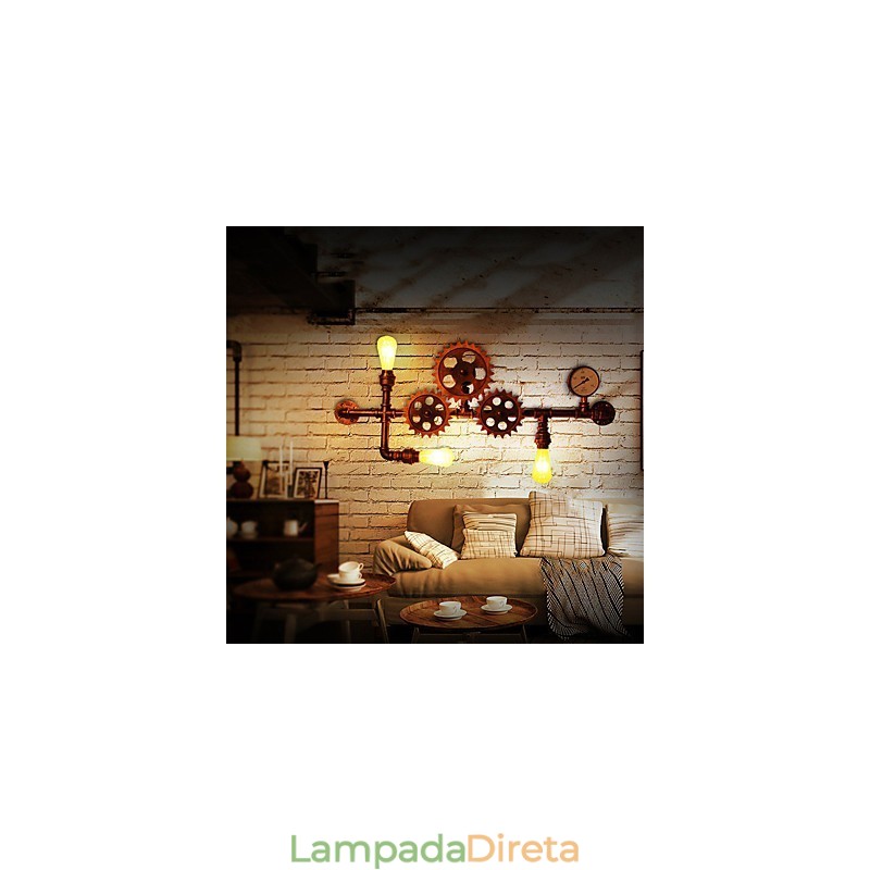 Luminárias de parede vintage industriais em formato de leme de madeira, luzes giratórias criativas para decoração de restaurante, café, bar