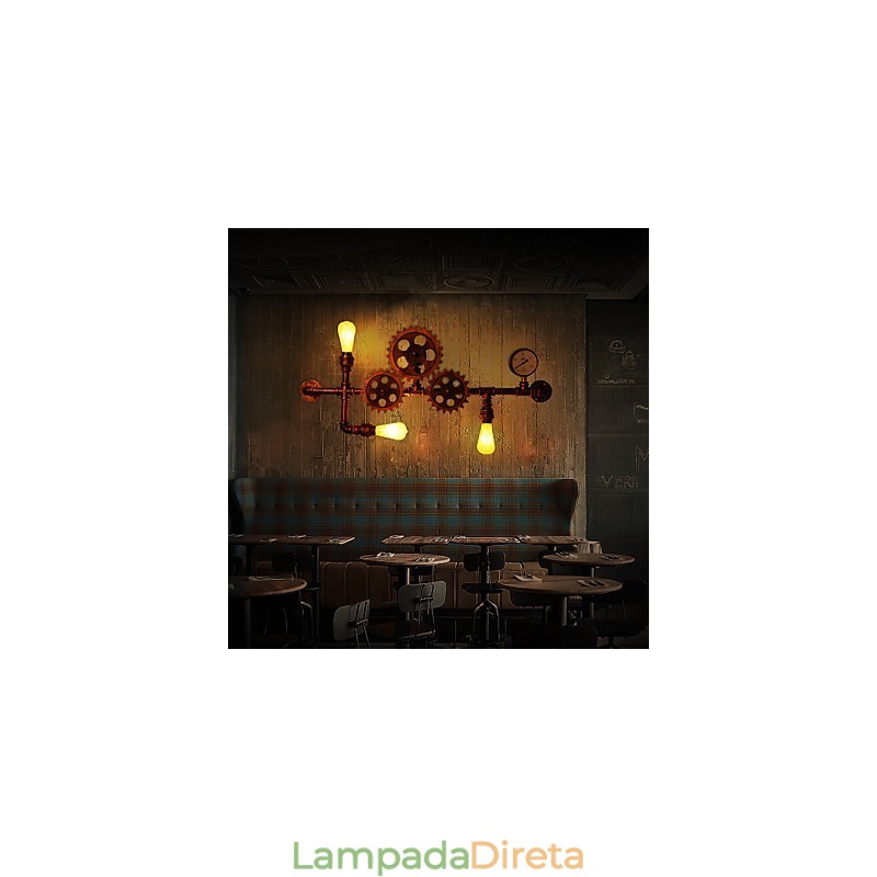 Luminárias de parede vintage industriais em formato de leme de madeira, luzes giratórias criativas para decoração de restaurante, café, bar