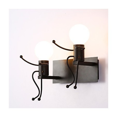 Luminária de parede rústica vintage em metal para loft industrial, estilo robô, para bar, café, entrada, corredor, preto e branco, opcional Luminária de parede rústica vintage em metal para loft industrial, estilo robô, para bar, café, entrada, corredor, preto e branco, opcional
