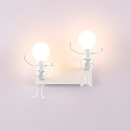 Luminária de parede rústica vintage em metal para loft industrial, estilo robô, para bar, café, entrada, corredor, preto e branco, opcional