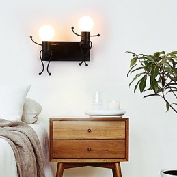 Luminária de parede rústica vintage em metal para loft industrial, estilo robô, para bar, café, entrada, corredor, preto e branco, opcional
