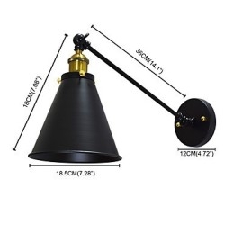 Luminária de parede de ferro Buzz Paint, luminária de parede única, abajur preto e branco, sabre de luz, na parede