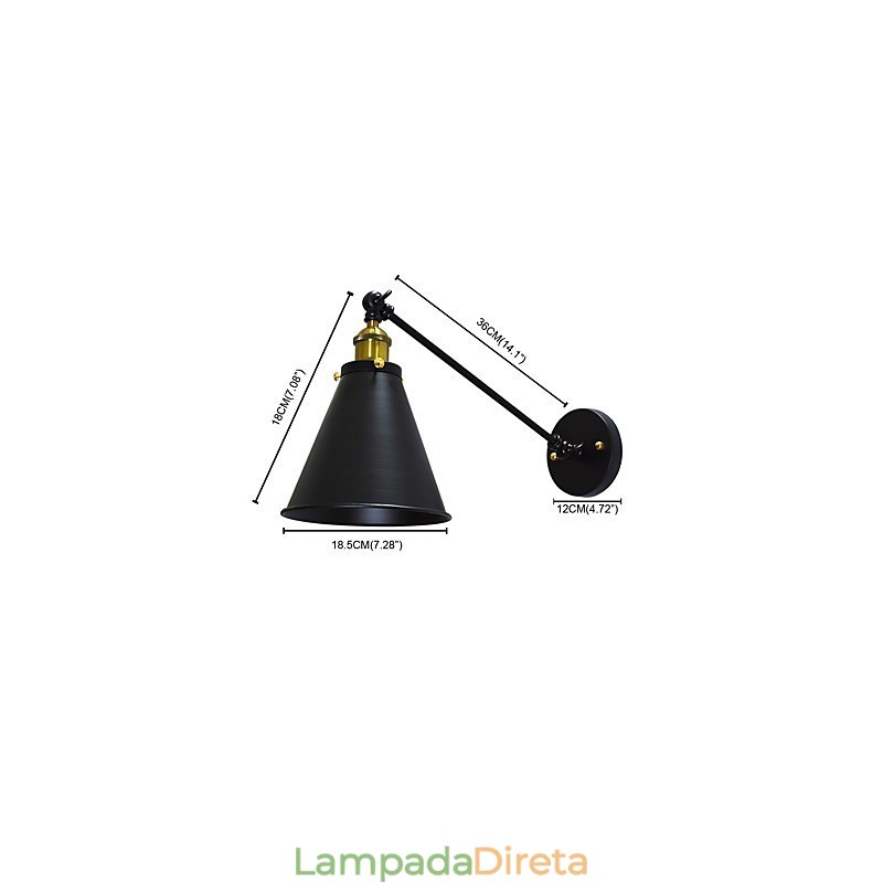 Luminária de parede de ferro Buzz Paint, luminária de parede única, abajur preto e branco, sabre de luz, na parede