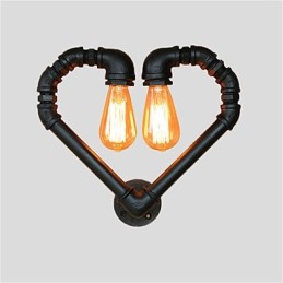Vintage Water Pipe Loving Heart Creative Wall Lights Industrial Sala de estar Restaurante Bares Café decoração Wall Spots