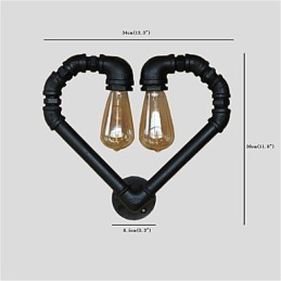 Vintage Water Pipe Loving Heart Creative Wall Lights Industrial Sala de estar Restaurante Bares Café decoração Wall Spots