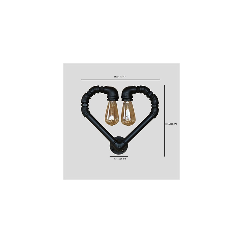 Vintage Water Pipe Loving Heart Creative Wall Lights Industrial Sala de estar Restaurante Bares Café decoração Wall Spots