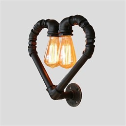 Vintage Water Pipe Loving Heart Creative Wall Lights Industrial Sala de estar Restaurante Bares Café decoração Wall Spots