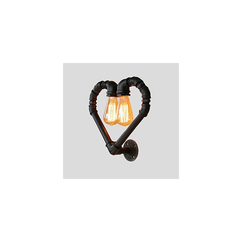 Vintage Water Pipe Loving Heart Creative Wall Lights Industrial Sala de estar Restaurante Bares Café decoração Wall Spots