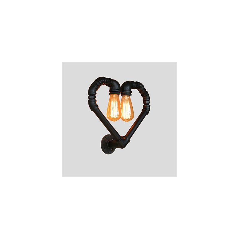 Vintage Water Pipe Loving Heart Creative Wall Lights Industrial Sala de estar Restaurante Bares Café decoração Wall Spots