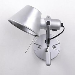 Luminária de parede moderna contemporânea prateada com proteção para os olhos e luz ambiente