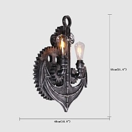 Luminárias de parede industriais vintage em forma de engrenagem de madeira Luzes giratórias criativas para decoração de restaurante, café, bar