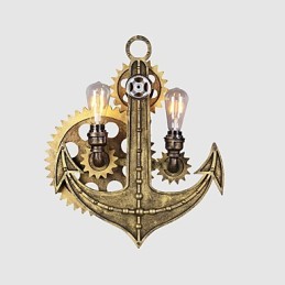 Luminárias de parede industriais vintage em forma de engrenagem de madeira Luzes giratórias criativas para decoração de restaurante, café, bar