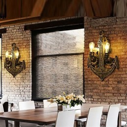 Luminárias de parede industriais vintage em forma de engrenagem de madeira Luzes giratórias criativas para decoração de restaurante, café, bar