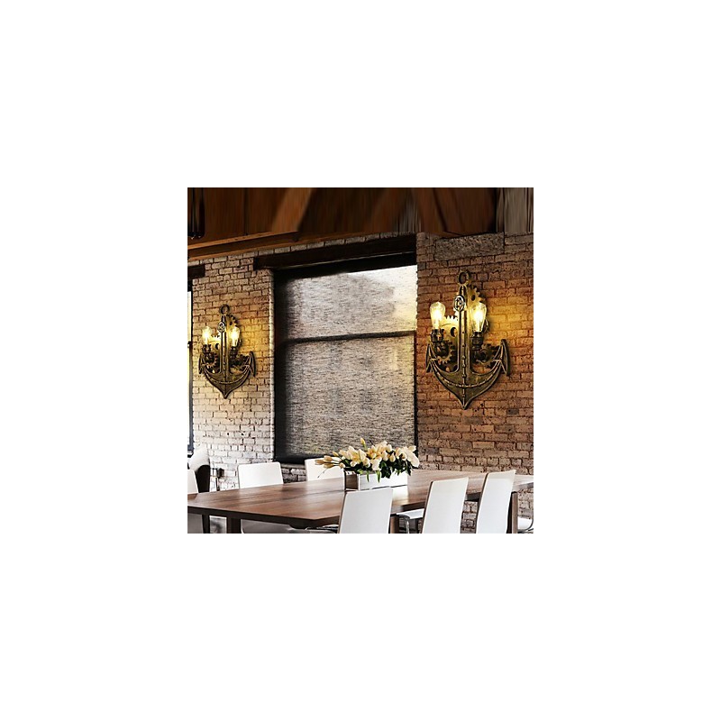 Luminárias de parede industriais vintage em forma de engrenagem de madeira Luzes giratórias criativas para decoração de restaurante, café, bar