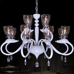Lustre de cristal estilo europeu, individualidade, criativo, cisne, 12 luzes