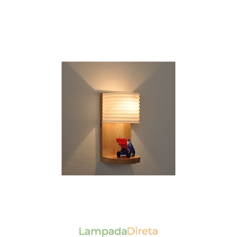 Luminária de parede simples, abajur de mesa de cabeceira com cúpula de vidro e madeira maciça para quarto, cômoda, sala de estar, quarto de bebê, dormitório universitário, mesa de centro, estantes de livros