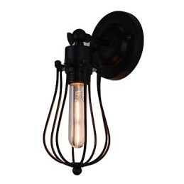 Luminária de parede de aço pintado, decoração de café americano preto e branco, luminária de parede retrô, lâmpada de sabre de luz na parede