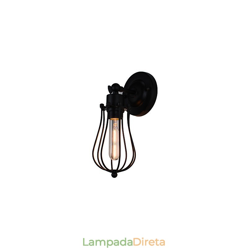 Luminária de parede de aço pintado, decoração de café americano preto e branco, luminária de parede retrô, lâmpada de sabre de luz na parede