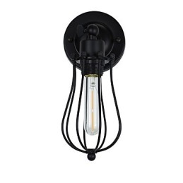 Luminária de parede de aço pintado, decoração de café americano preto e branco, luminária de parede retrô, lâmpada de sabre de luz na parede