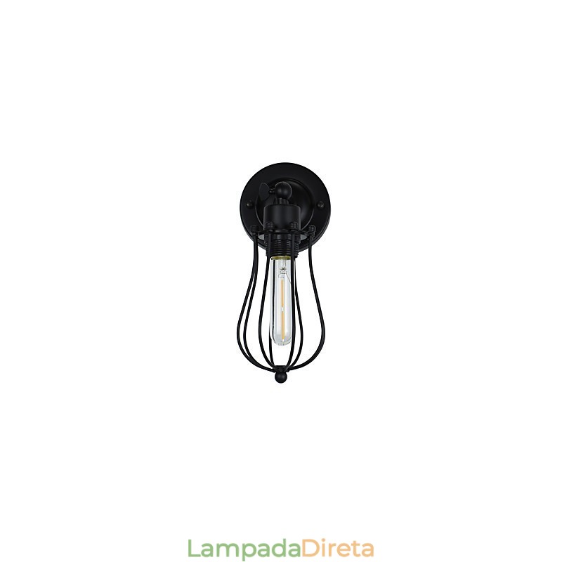 Luminária de parede de aço pintado, decoração de café americano preto e branco, luminária de parede retrô, lâmpada de sabre de luz na parede