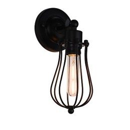 Luminária de parede de aço pintado, decoração de café americano preto e branco, luminária de parede retrô, lâmpada de sabre de luz na parede