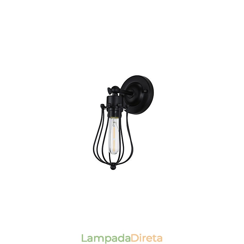Luminária de parede de aço pintado, decoração de café americano preto e branco, luminária de parede retrô, lâmpada de sabre de luz na parede