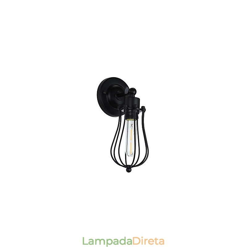 Luminária de parede de aço pintado, decoração de café americano preto e branco, luminária de parede retrô, lâmpada de sabre de luz na parede